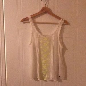 White tank top with neon floral